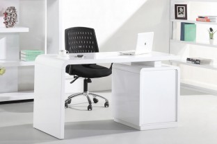 Courbe 1.4m White High Gloss Desk For Home Office