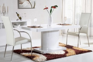 Courbe 1.6m High Gloss Dining Table, White